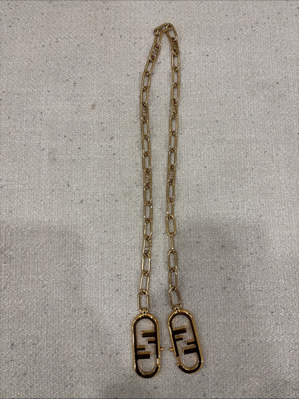 Fendi Gold Chain Strap with Double F Logo Clips